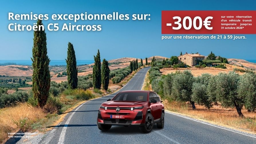 Remises exceptionnelles pour une réservation de 21 à 59 jours.